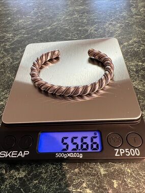 Twisted Rope Open Cuff Bracelet in Copper Tone